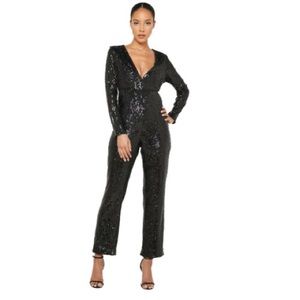 Dita Sequin Long Sleeve Jumpsuit BARDOT size XS